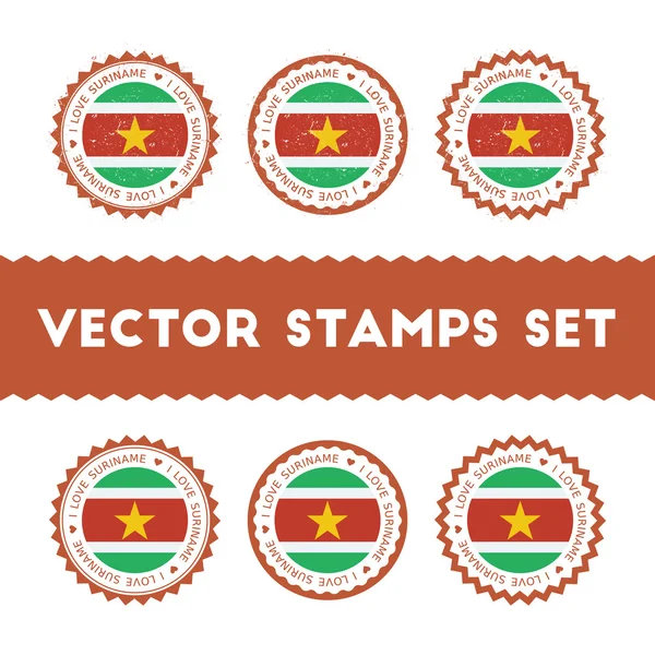 Me encantan los sellos vectoriales Surinam . — Vector de stock