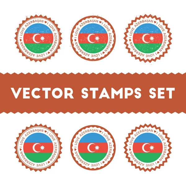 Me encanta Azerbaiyán vector sellos conjunto . — Vector de stock