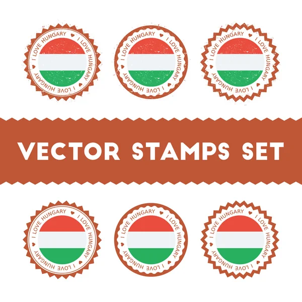 Me encanta Hungría vector sellos conjunto . — Vector de stock