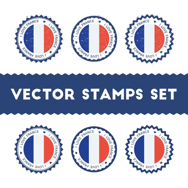 Amo Francia vector sellos conjunto . — Vector de stock