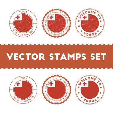 Tongan flag rubber stamps set. clipart