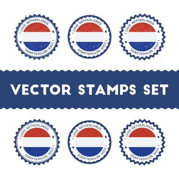 I Love Países Bajos vector sellos conjunto . — Vector de stock