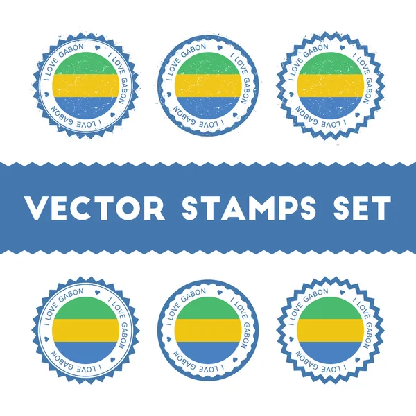 Me encanta Gabón vector sellos conjunto . — Vector de stock