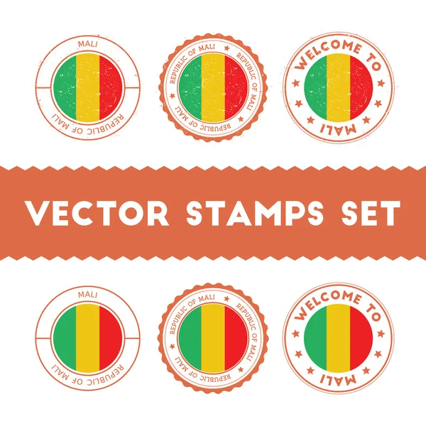Conjunto de sellos de goma bandera de Malí . — Vector de stock