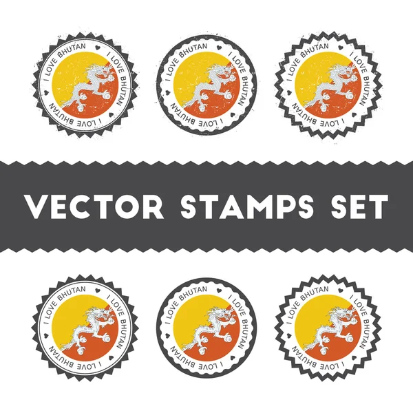 Me encantan los sellos vectoriales de Bután . — Vector de stock