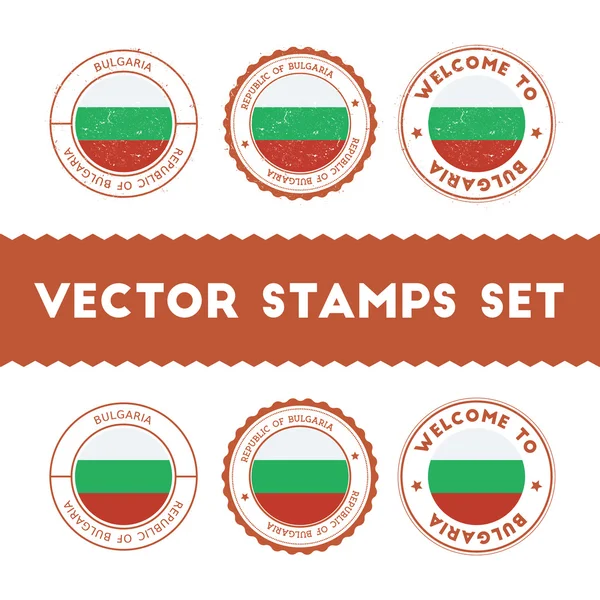 Set de sellos de goma bandera búlgara . — Vector de stock