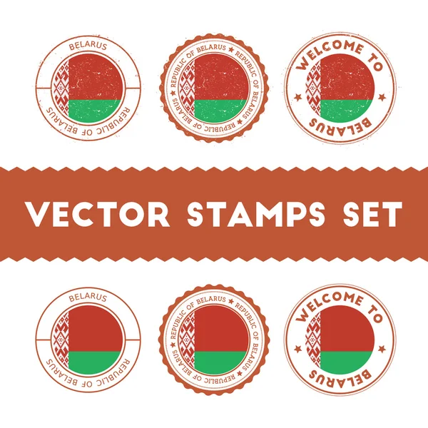 Conjunto de sellos de goma bandera bielorrusa . — Vector de stock