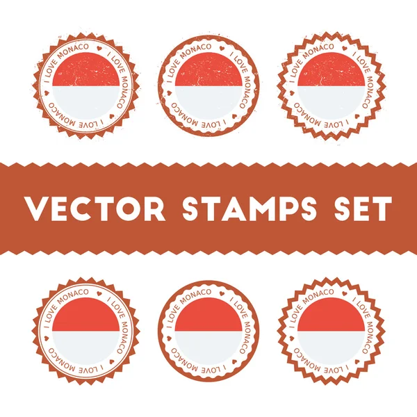 I Love Monaco vector sellos conjunto . — Vector de stock