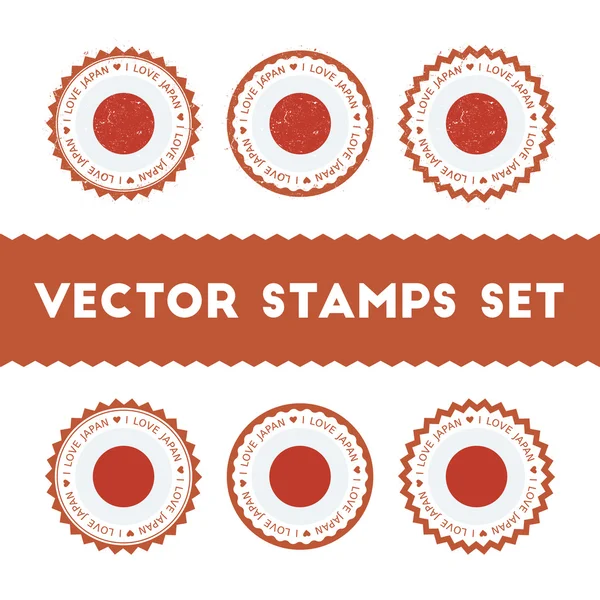 Me encanta Japón vector sellos conjunto . — Vector de stock