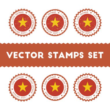 Ben aşk Vietnam vektör pullar set.