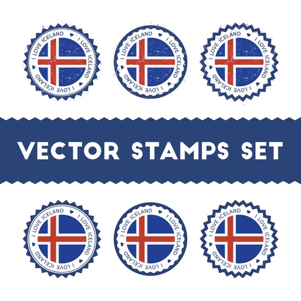 I Love Islandia vector sellos conjunto . — Vector de stock