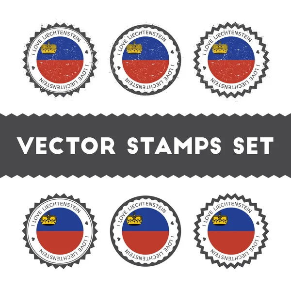 I Love Liechtenstein vector sellos conjunto . — Vector de stock