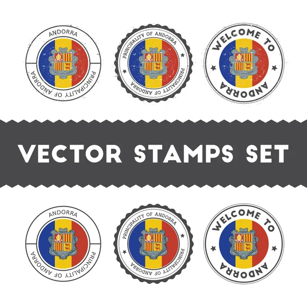Set de sellos de goma bandera andorrana . — Vector de stock