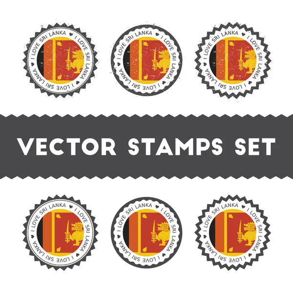 Me encanta Sri Lanka vector sellos conjunto . — Vector de stock