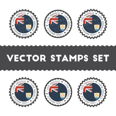 I Love Anguilla vector stamps set. clipart