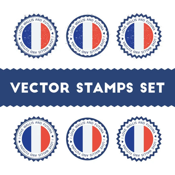 Amo Wallis y Futuna vector sellos conjunto . — Vector de stock