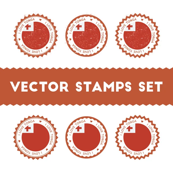 Me encanta Tonga vector sellos conjunto . — Vector de stock