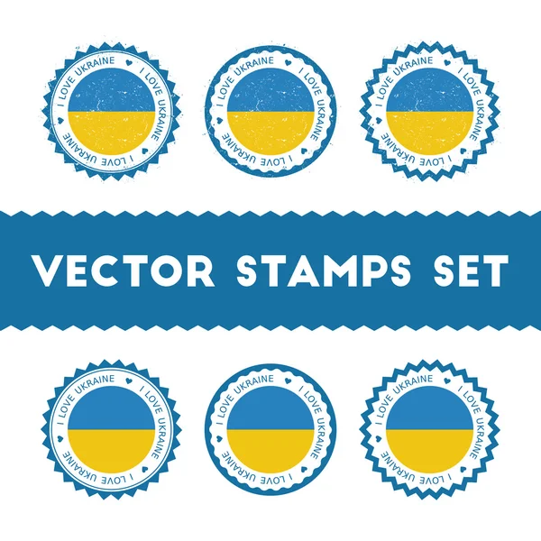 Me encanta Ucrania vector sellos conjunto . — Vector de stock