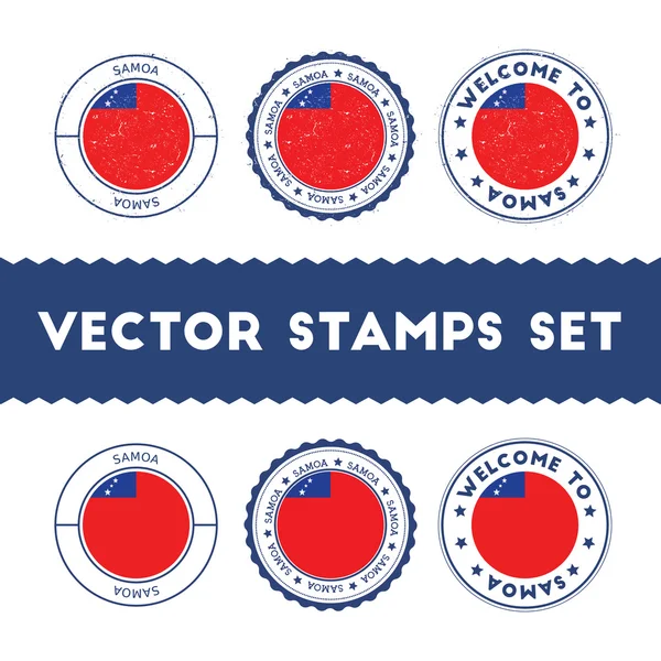 Samoan flag rubber stamps set. — Stock Vector