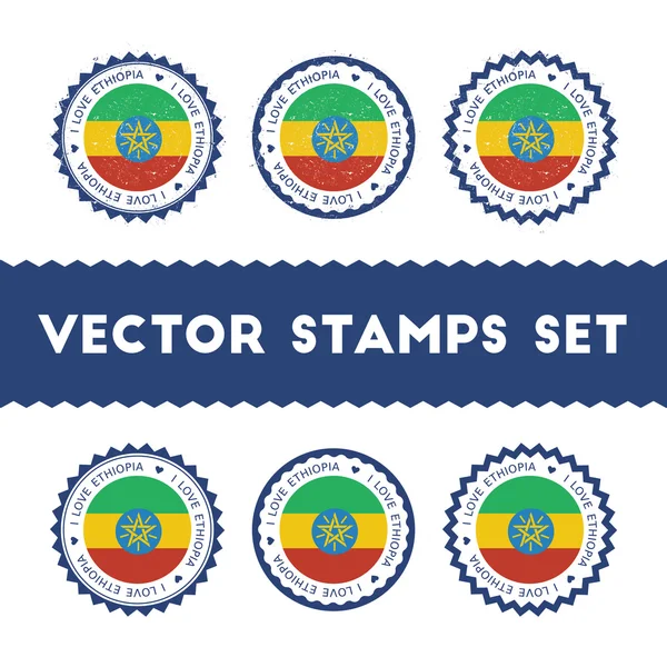 Me encanta Etiopía vector sellos conjunto . — Vector de stock