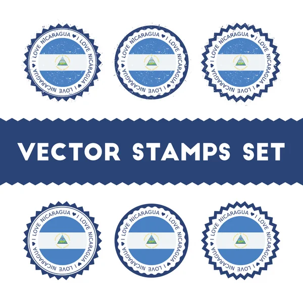 Conjunto de sellos vectoriales de I Love Nicaragua. — Vector de stock