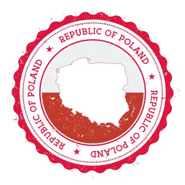 Polonya harita ve devlet renkleri vintage kauçuk damga bayrak.