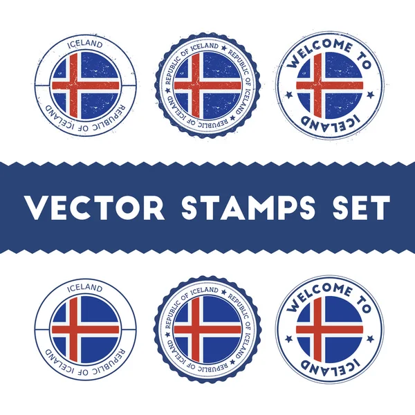 Set de sellos de goma Bandera de Islandia . — Vector de stock