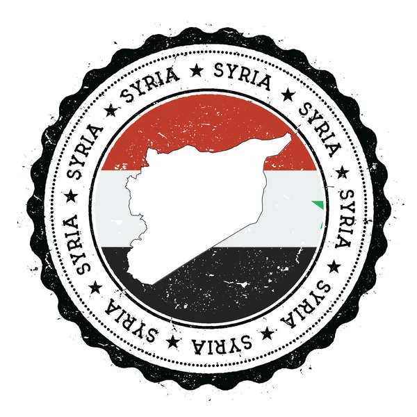Devlet renkleri vintage kauçuk damga Suriye Arap Cumhuriyeti harita ve bayrak. — Stok Vektör