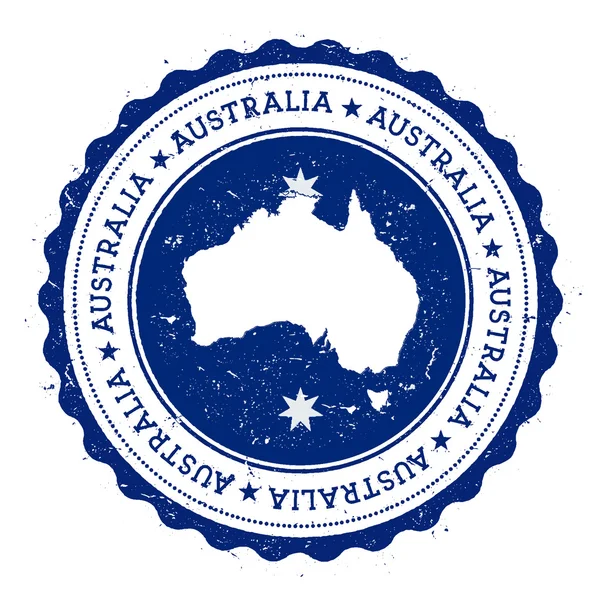 Australië kaart en vlag in Vintage rubber stempel van de staat kleuren. — Stockvector