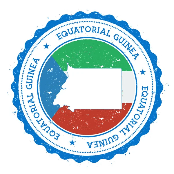 Guinea Ecuatorial mapa y bandera en caucho vintage sello de colores de estado . — Vector de stock