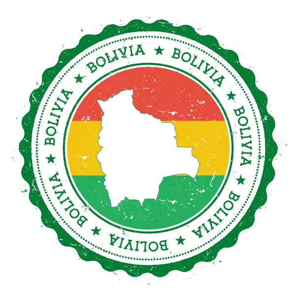 Bolivya harita ve devlet renkleri vintage kauçuk damga bayrak.