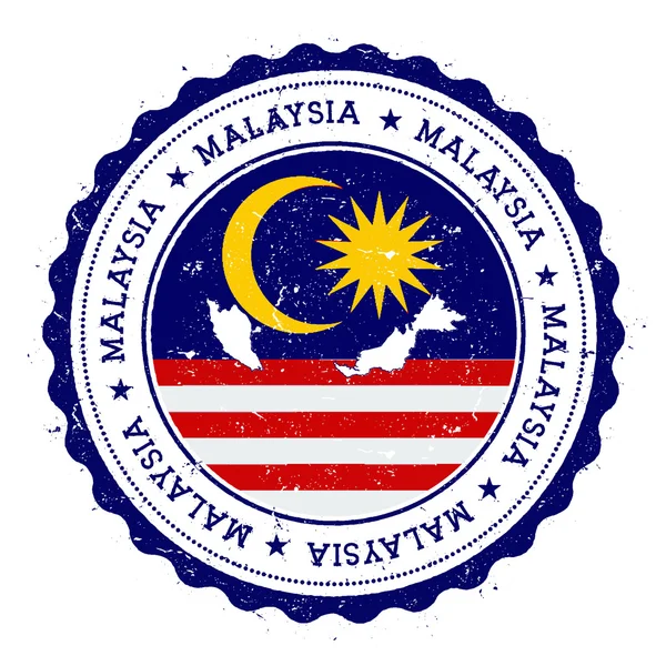 Malasia mapa y bandera en caucho vintage sello de colores de estado . — Vector de stock