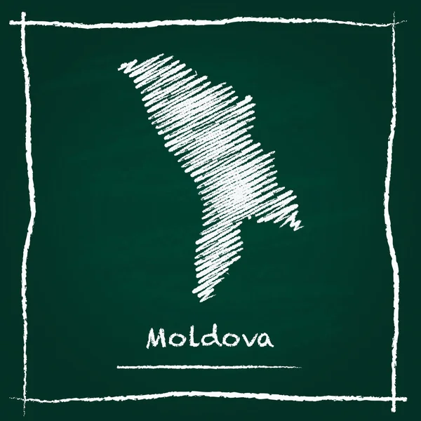 Moldavien, Republiken disposition vektor karta hand dras med krita på en grön svart tavla. — Stock vektor