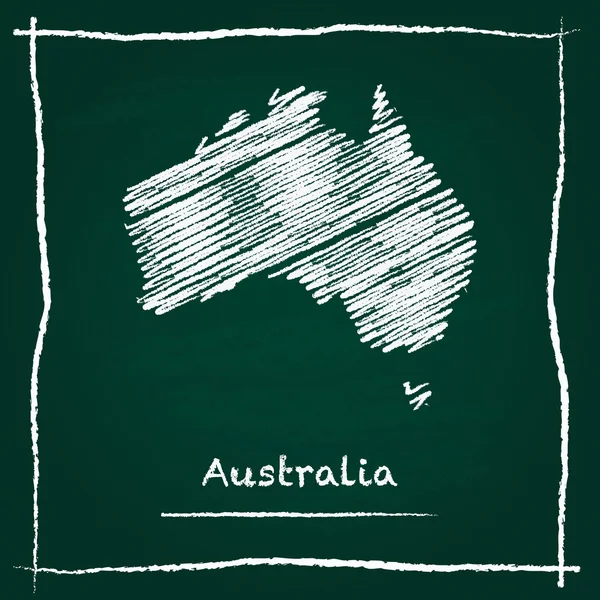 绿色的黑板上用粉笔绘制的澳大利亚轮廓矢量地图手. — 图库矢量图片