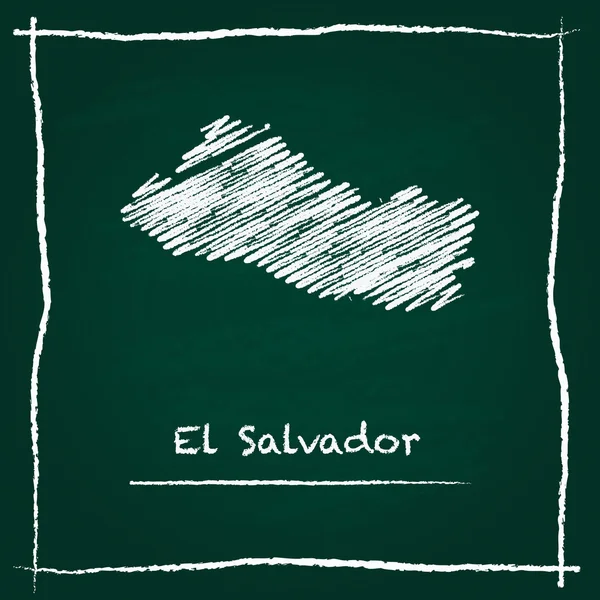 El Salvador anahat vektör harita elle yeşil bir tahtaya tebeşir ile çizilmiş. — Stok Vektör