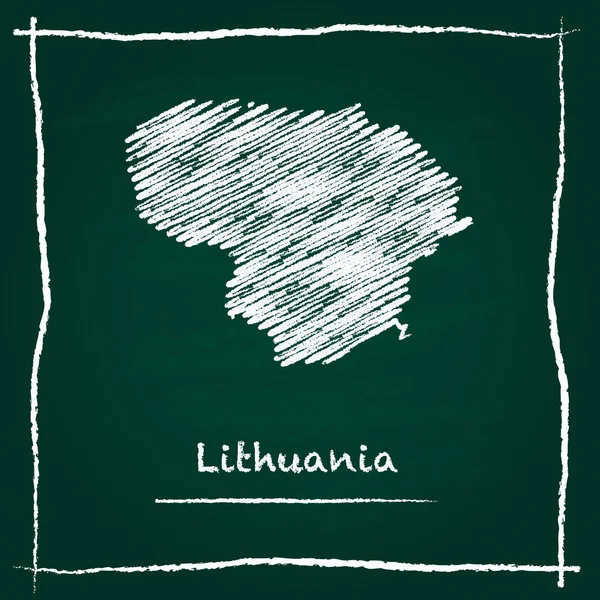 立陶宛轮廓矢量地图手绘制用粉笔在绿色黑板上. — 图库矢量图片