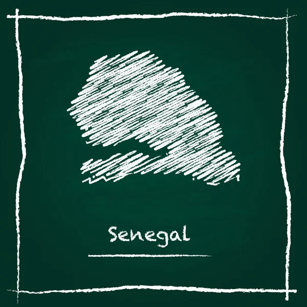 Сенегал структури вектор карту мальованої крейдою на дошці зелений. — стоковий вектор