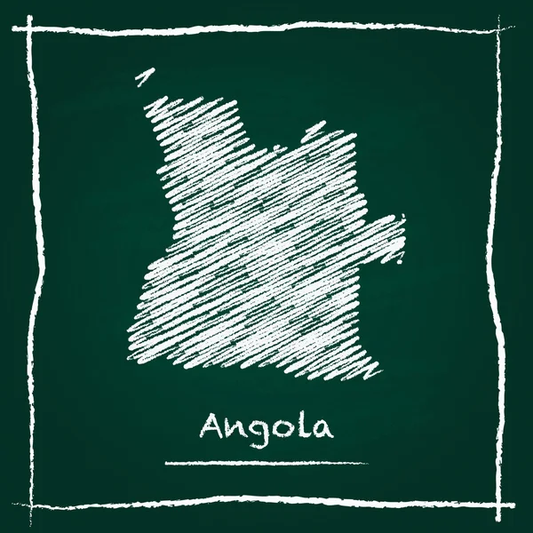 Angola esboço mapa vetorial desenhado à mão com giz num quadro negro verde . —  Vetores de Stock