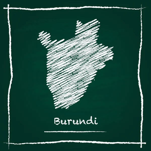 Burundi contorno mapa vectorial mano dibujada con tiza en una pizarra verde . — Archivo Imágenes Vectoriales
