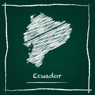Ekvador anahat vektör harita elle yeşil bir tahtaya tebeşir ile çizilmiş.
