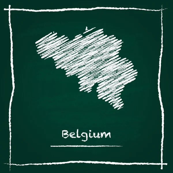 Бельгия набросок векторной карты рукой с мелом на зеленой доске . — стоковый вектор
