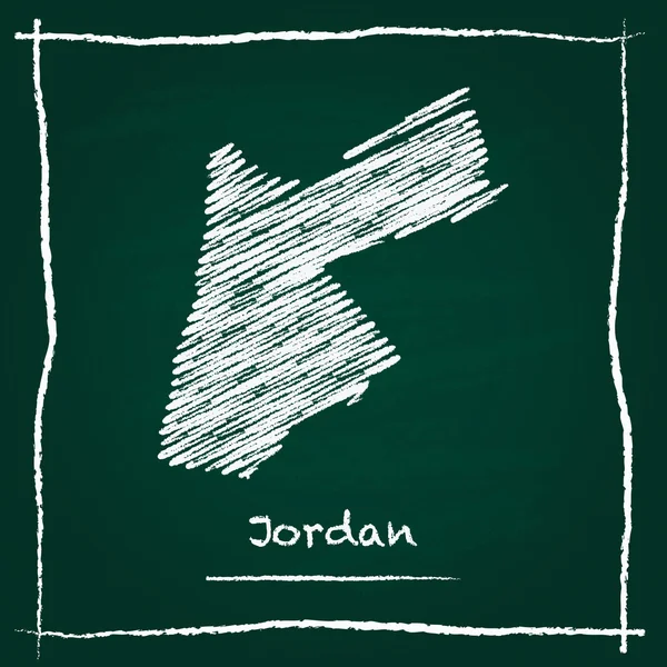 Jordan esboço mapa vetorial desenhado à mão com giz em um quadro-negro verde . — Vetor de Stock