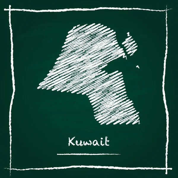 Kuwait schema vettoriale mappa mano disegnata con gesso su una lavagna verde . — Vettoriale Stock