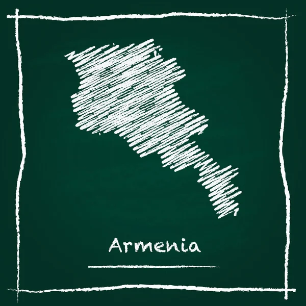 Armenien disposition vektor karta hand dras med krita på en grön svart tavla. — Stock vektor