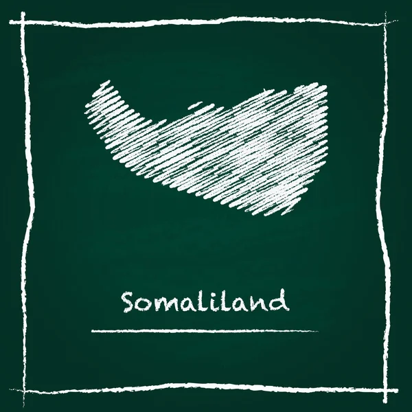 Somalilândia esboço mapa vetorial desenhado à mão com giz em um quadro-negro verde . — Vetor de Stock