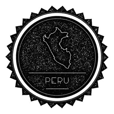 Peru Haritası etiket Retro Vintage ile tasarım tarz.