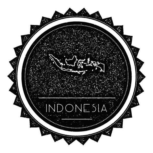 Этикетка карты Индонезии с ретро-винтажным дизайном
.