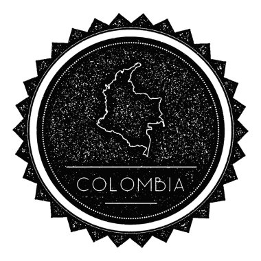 Kolombiya Haritası etiket Retro Vintage ile tasarım tarz.