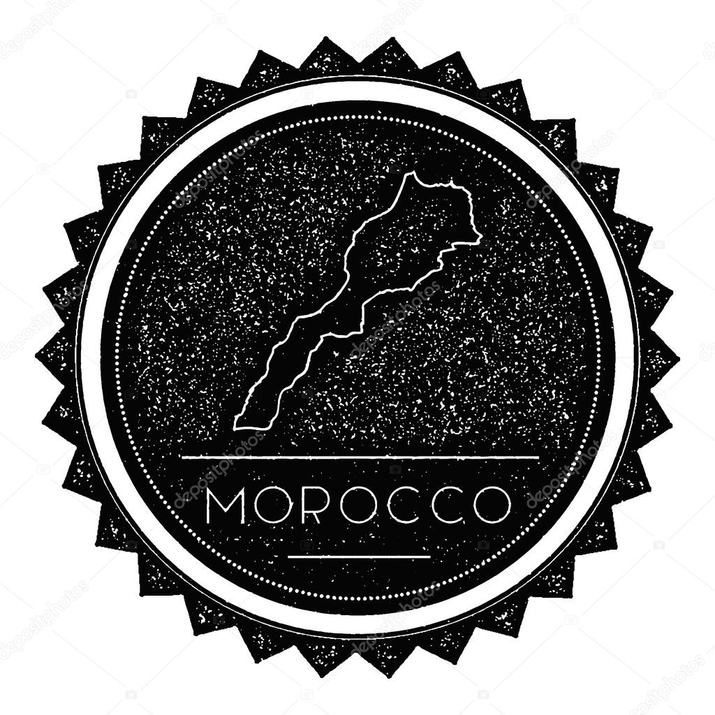 Morocco Map Label with Retro Vintage Styled Design.
