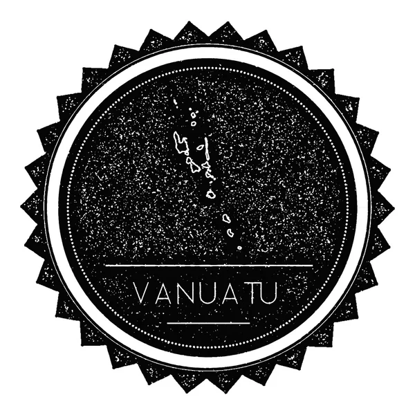 Vanuatu Mapa Label com Retro Vintage Styled Design . —  Vetores de Stock